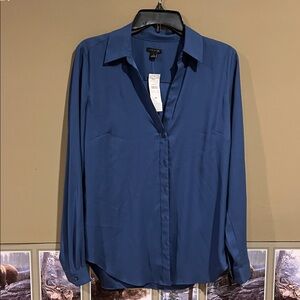 Ann Taylor Elegant Blue Button Down Shirt